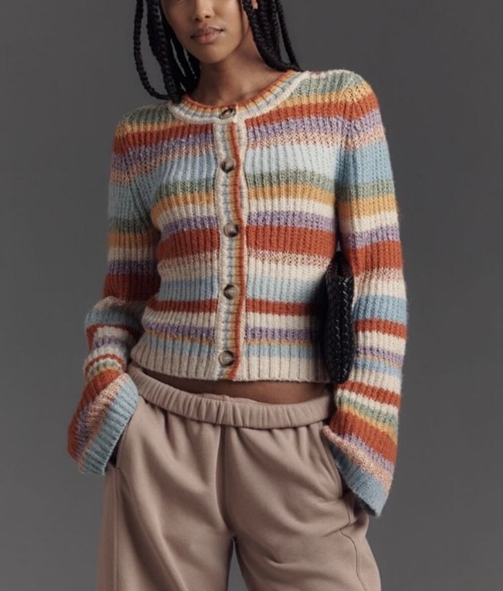New with Tags Anthropologie Pilcro Ribbed Multi-Striped Cardigan